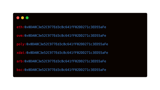 链特定的地址示例 链特定的地址